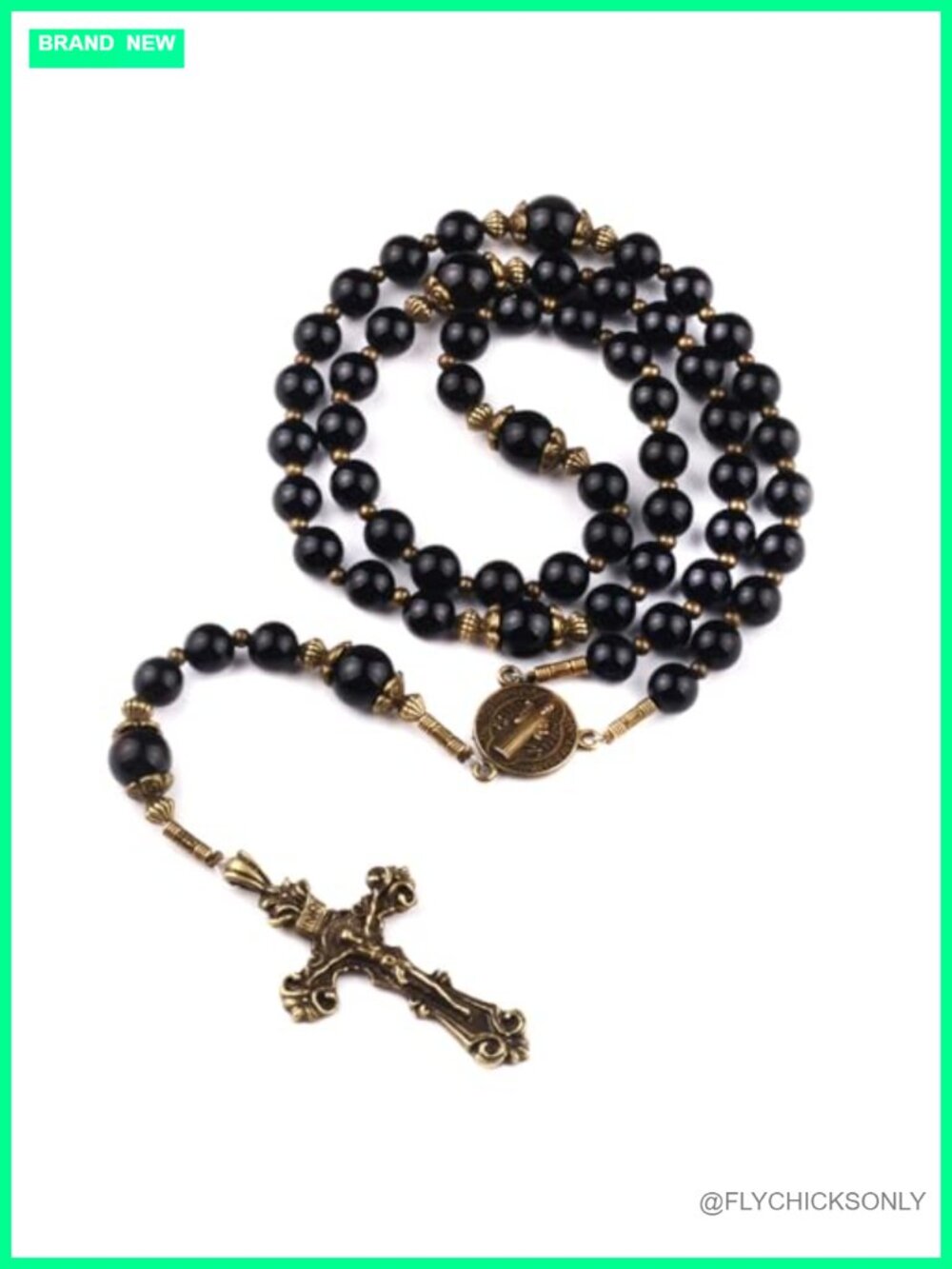 Catholic Heirlooms St. Benedict Medal Black Onyx Rosary 8mm Beads